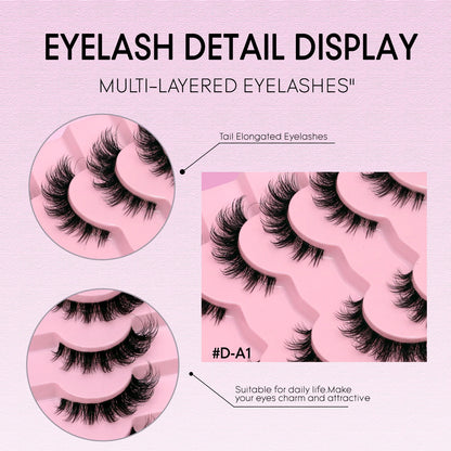 VELTRINAY Fake Lashes Mink Lashes Plush 3D False Eyelashes Clear Band Accent Cat Eye Lashes False Lashes Makeup