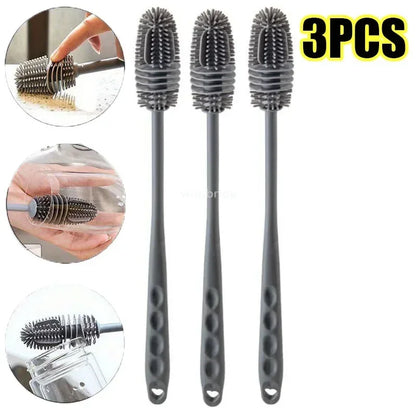 Silicone Milk Bottle Brush Cup Scrubber Glass Cleaner Kitchen Cleaning Tool Long Handle Drink Bottle Glass Cup Cleaning Brush