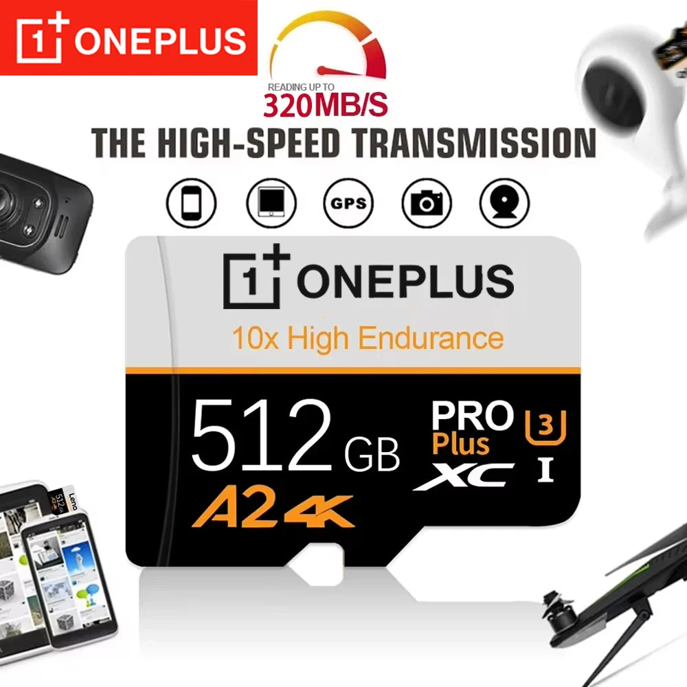 OnePlus 256GB 512GB SD Memory Card Class10 High Speed Flash Card 1TB 2TB Large Capacity Mini SD/TF Card For Phone Camera PC Game