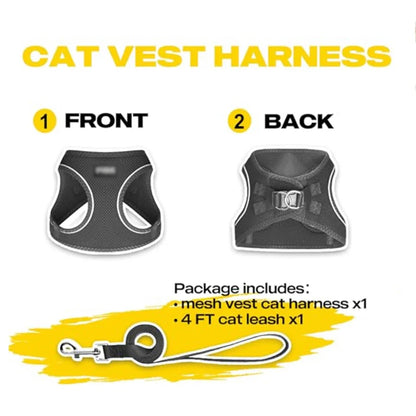 Cat Dog Harness with Lead Leash Adjustable Vest Polyester Mesh Breathable Harnesses Reflective Sti for Small Dog Cat Accessories