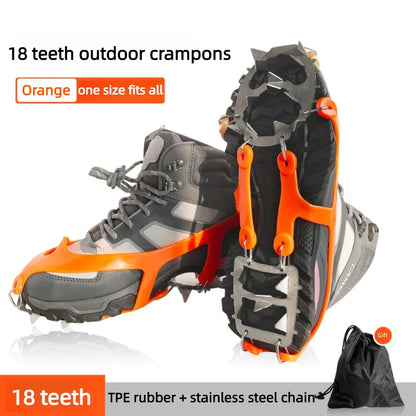 18 Studs Professional Anti Slip Ice Snow Climbing Crampons Mountaineering Hiking Camping Winter Outdoor Spike Shoes
