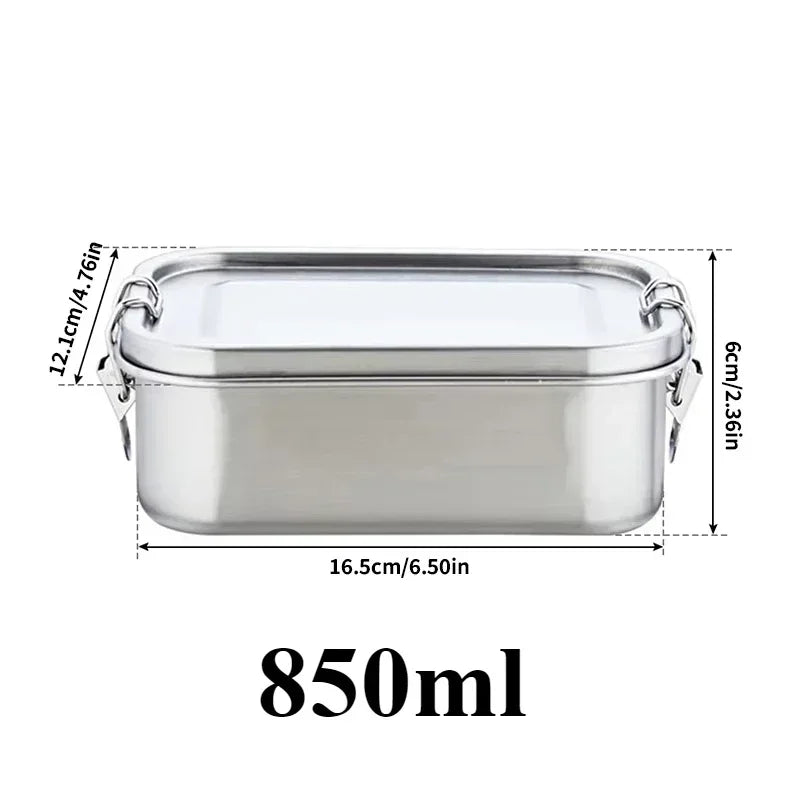 304 Stainless Steel Lunch Box Airtight Leakproof Bento Box 1/2 Layer Meal Prep Food Storage Containers with Locking for Adults