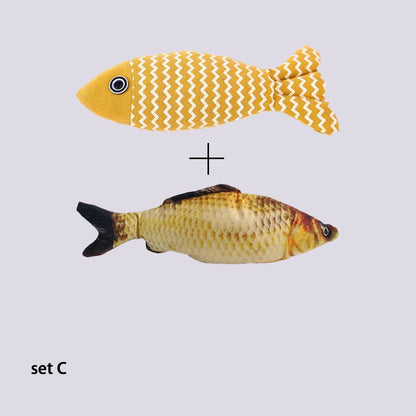 1Pcs/2Pcs Catnip Fish Cat Toys Soft Linen Bite-Resistant Plush Fish Interactive Chew Toys for Indoor Cats Pet Supplies