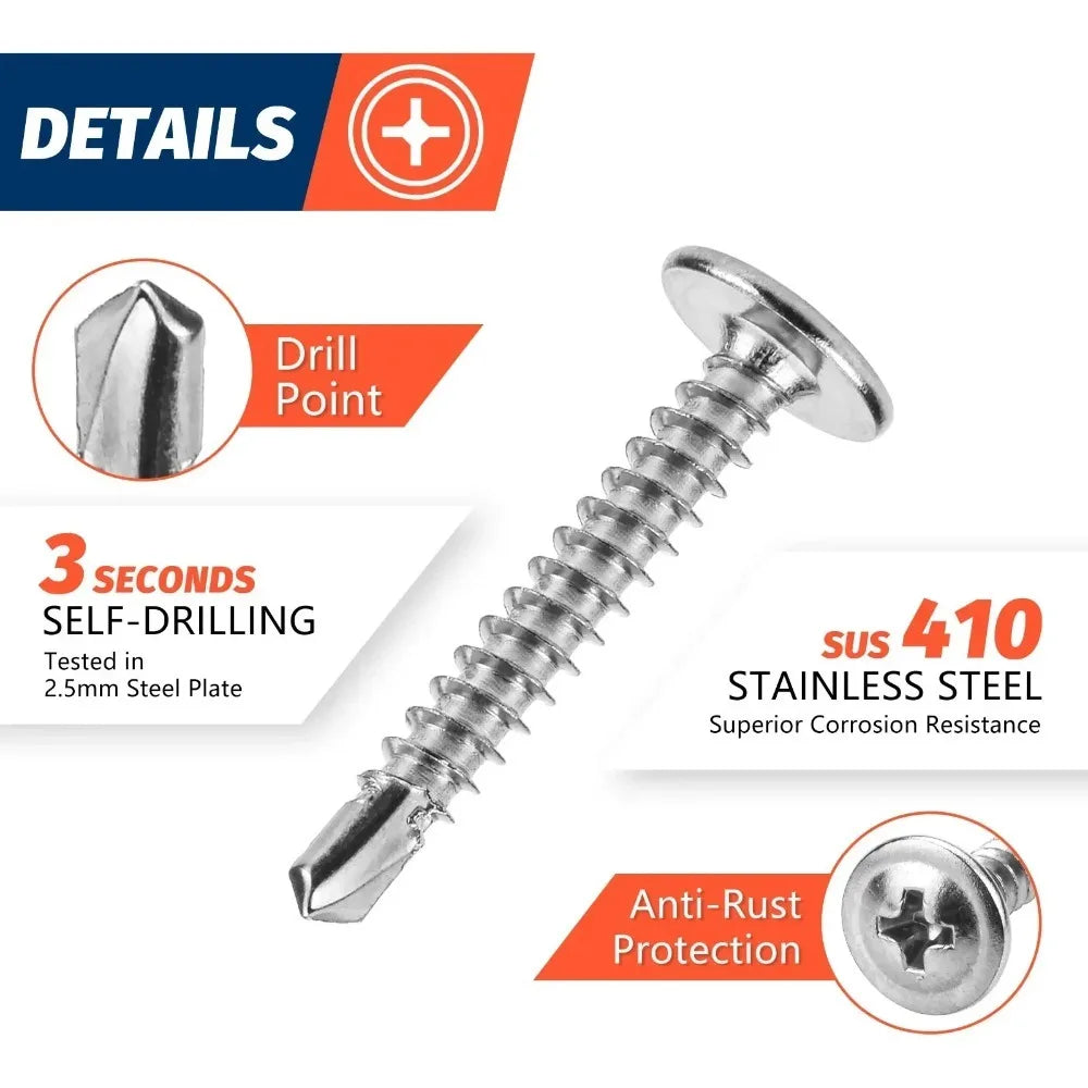 Self-Tapping Sheet Metal Screws   Truss Head High-Strength Quick Tapping Screws Lath to Metal #8 M4.2