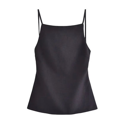 HXAO Women Top Lace Up Backless Camisole Top Women Cheap clothes Sexy Fashion Tanks & Camis Crop top Women White Black top