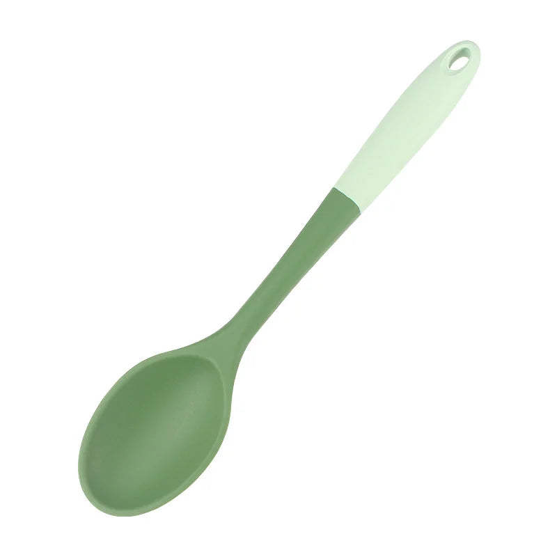 6-Piece Silicone Kitchen Utensil Set: Chinese Spatula, Soup Ladle, Slotted Turner, Pasta Spoon, Salad & Honey Scrapers for Non-S