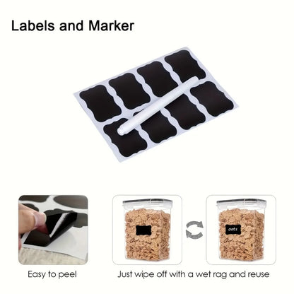 24Pcs Food Storage Containers 12 Boxes 12 Lids Airtight Pantry Organizer Kitchen Accessories Gadgets Tools Home Flour Sugar