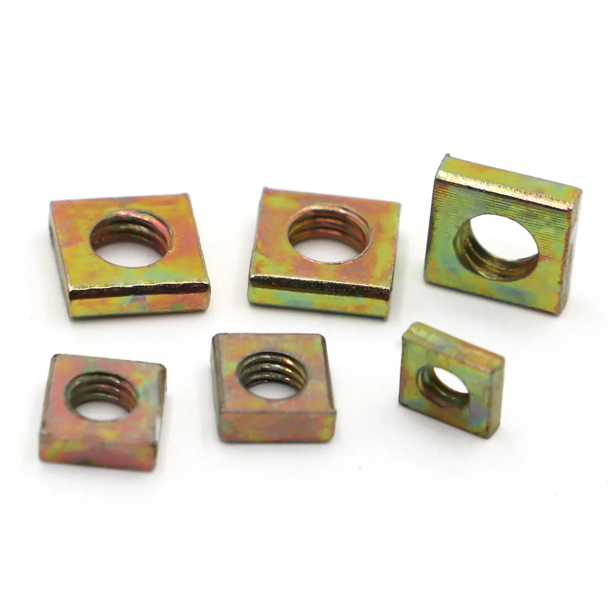 50Pcs DIN562 M3 M4 M5 M6 Color Zinc Plated Square Nuts Without Bevel Block Square Quadrangle Galvanized Pressed Nuts