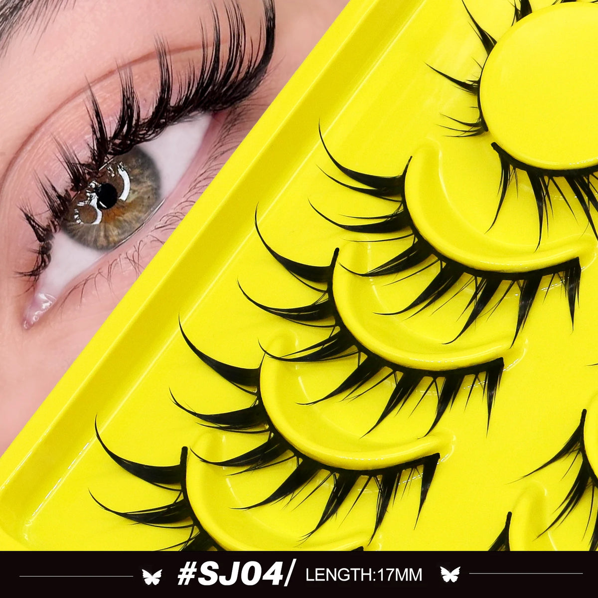 Lasvirey Cat Eye Lashes Manga Lashes Styles 3D Faux Mink Lashes Soft Cross Wispy Natural Winged End Eye Elongated Eyelash Makeup