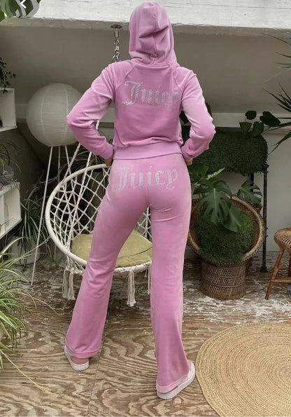 Women's Y2K Jogging Two-Piece Hooded Set Fall Winter Jogger Comfortable Pantsuit Long-Sleeved Jacket Coat & Trousers Casual Sets