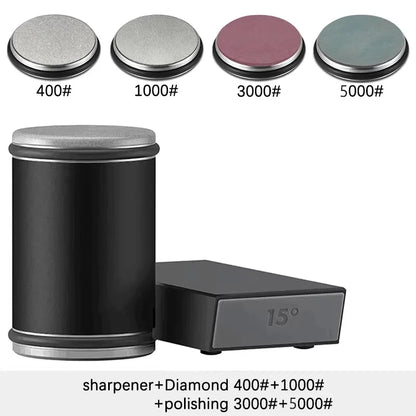 Rolling Knife Sharpener For Straight Edge Knife Sharpener Kit With 15/20° Degree Magnetic Angle For Kitchen Knives Whetstone Set