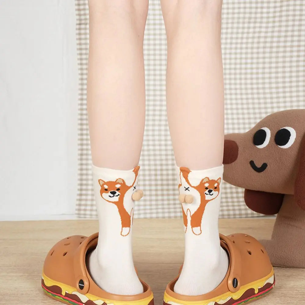 Couple Cat Egg Socks 3D Funny Mid Tube Winter Warm Matching Wear for Lovers Halloween Christmas Gift Cozy Novelty Style
