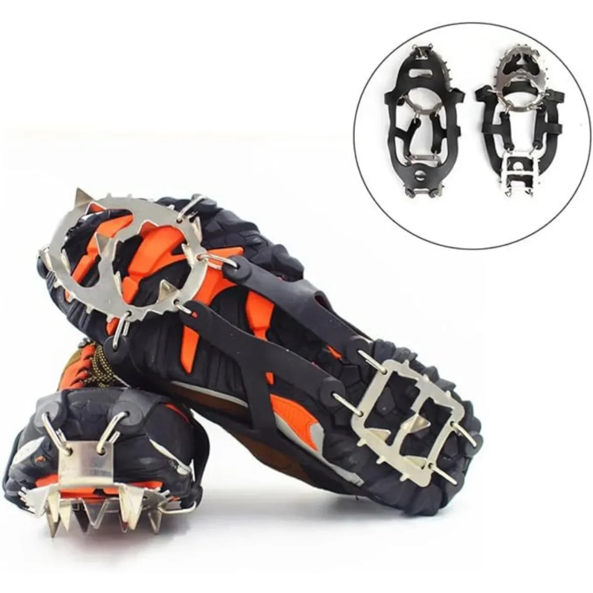 18 Studs Professional Anti Slip Ice Snow Climbing Crampons Mountaineering Hiking Camping Winter Outdoor Spike Shoes