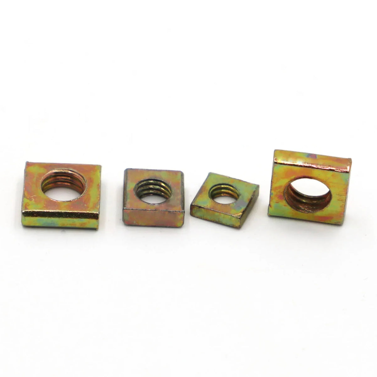 50Pcs DIN562 M3 M4 M5 M6 Color Zinc Plated Square Nuts Without Bevel Block Square Quadrangle Galvanized Pressed Nuts