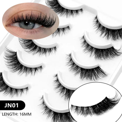 VELTRINAY Fake Lashes Mink Lashes Plush 3D False Eyelashes Clear Band Accent Cat Eye Lashes False Lashes Makeup