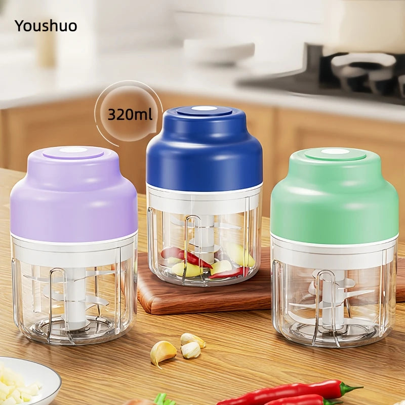Electric Garlic Mincer 320ml Vegetable Chopper Food Chopper, USB Mini Garlic Mincer, Onion Chopper Portable Small Food Processor