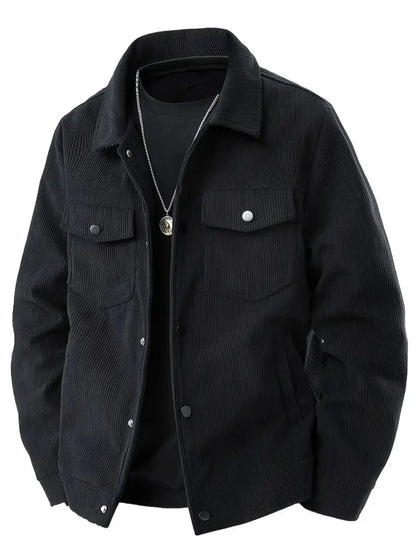 New Autumn Corduroy Jacket for Men with a Lapel, Trendy Japanese Style Loose Coat