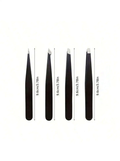 Multi-purpose Eyebrow Tweezers, 4-Pack Stainless Steel Eyebrow Tightening Facial Hair Trimmer Makeup Tool Set, Eye Shaping Tools