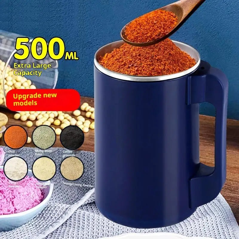 Portable Coffee Grinder Food Grinder 500ML 8 Blades Multipurpose Fine Grinder Crusher Pepper Grinder