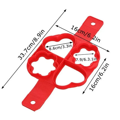 Pancake Maker Multiple Shapes 4 Holes Nonstick Silicone Baking Mold Ring Fried Egg Mold for Family Cooking DIY Daily Surprises