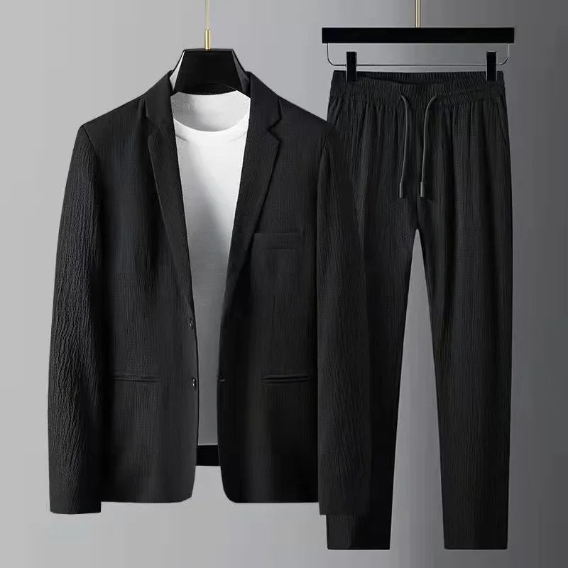 Autumn New Fashion Suit Men's Long Sleeved High End Quality Casual Set Korean Edition Casual Two Piece Set