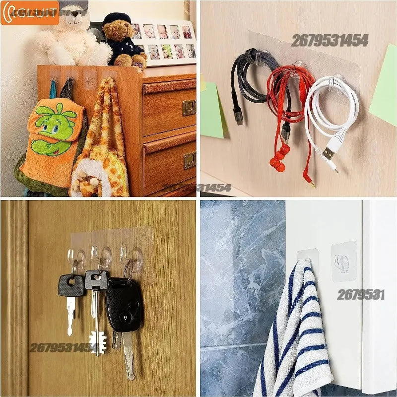 5/10/20/30Pcs Self-adhesive Hook Transparent Door Wall Hook Child Heavy Load Rack Kitchen Bathroom Towel Key Rack Sticky Hook