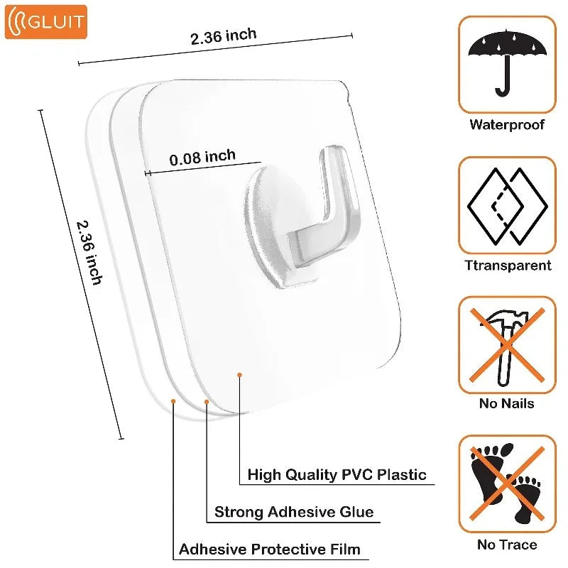 5/10/20/30Pcs Self-adhesive Hook Transparent Door Wall Hook Child Heavy Load Rack Kitchen Bathroom Towel Key Rack Sticky Hook