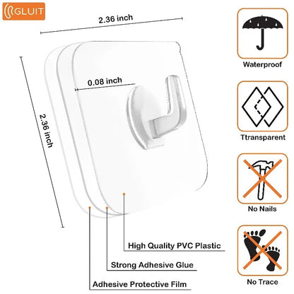 5/10/20/30Pcs Self-adhesive Hook Transparent Door Wall Hook Child Heavy Load Rack Kitchen Bathroom Towel Key Rack Sticky Hook