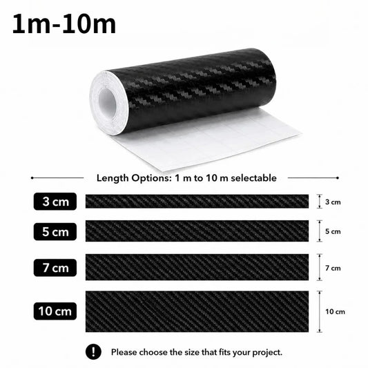 1m-10m 3D Carbon Fiber Anti Collision Film Car Door Edge Guards Door Sill Protector Waterproof Scratch Cover Strip Stickers Tape