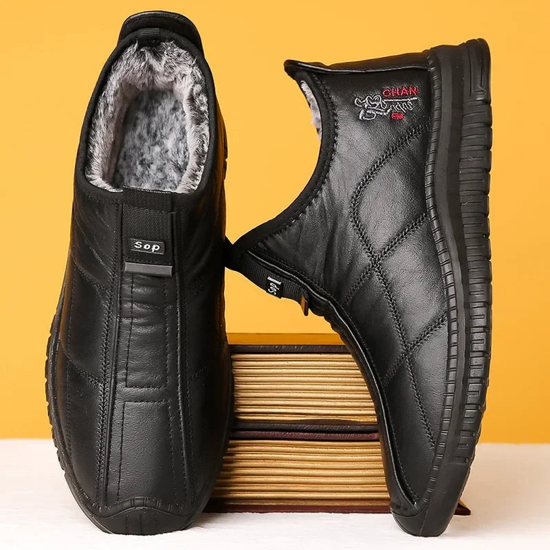Winter men's boots are warm waterproof non slip thick walking boots, and oversized work shoes for men aged 38-48 platform boots