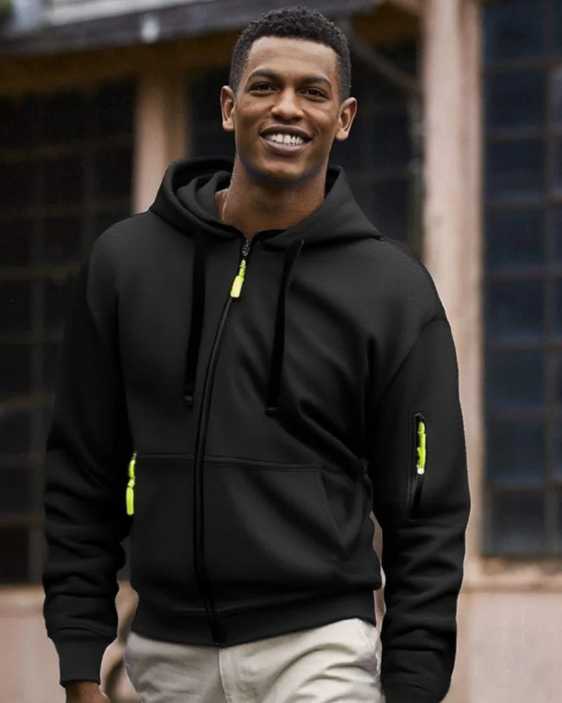 Casual top men's autumn and winter sportswear solid color men's top - fashionable sports solid color hoodie