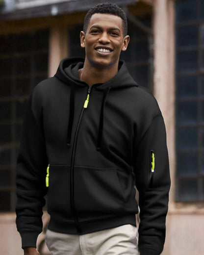 Casual top men's autumn and winter sportswear solid color men's top - fashionable sports solid color hoodie