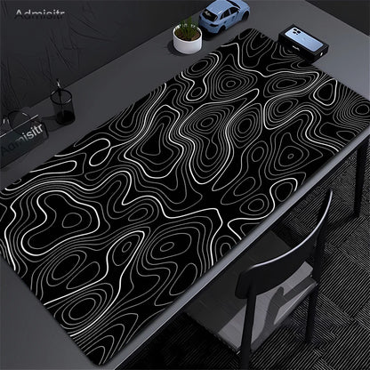 CIFBUY Large Gaming Mouse Pad Black White Strata Abstract Design Non-Slip Office Desk Mat Lock Stitched Edge for Computer Keyboa