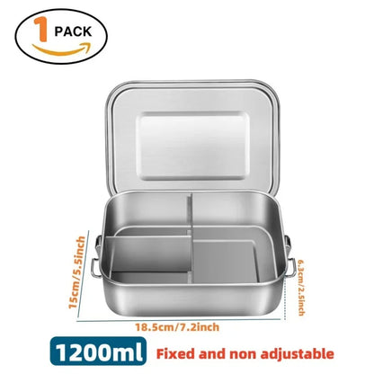 304 Stainless Steel Lunch Box Airtight Leakproof Bento Box 1/2 Layer Meal Prep Food Storage Containers with Locking for Adults