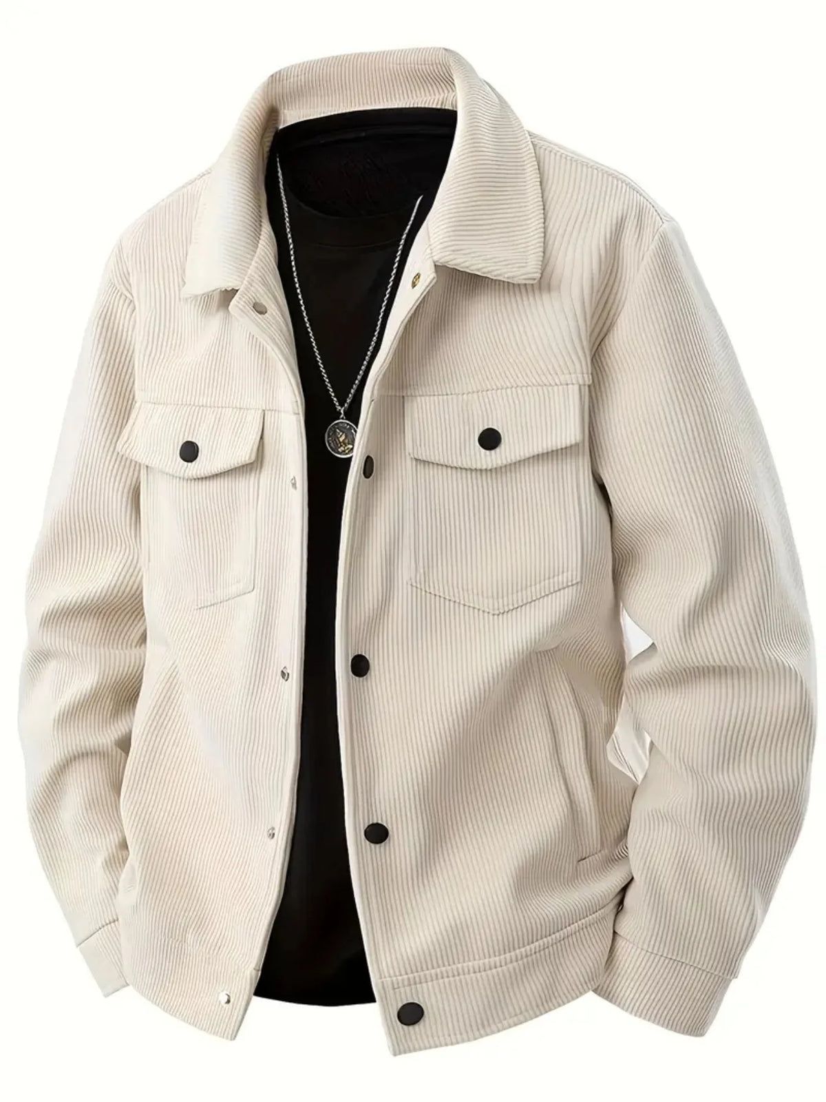 New Autumn Corduroy Jacket for Men with a Lapel, Trendy Japanese Style Loose Coat