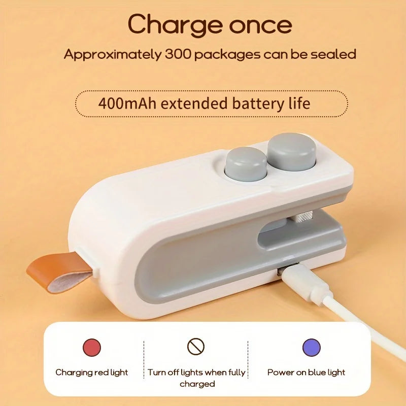 Handheld Bag Sealer Mini Heat Vacuum Food Sealer with Cutter and Magnet 2 in 1 Bag Sealer for Plastic Bags Snacks Food Storage
