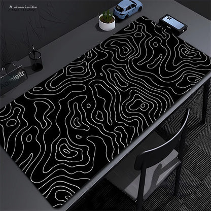 CIFBUY Large Gaming Mouse Pad Black White Strata Abstract Design Non-Slip Office Desk Mat Lock Stitched Edge for Computer Keyboa