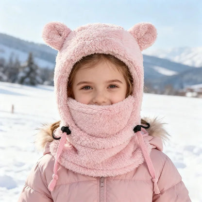 Integrated Cold-proof Hat and Scarf, Winter Cold-proof Ear-protecting and Windproof Face Mask for Boys and Girls Aged 3 To 10
