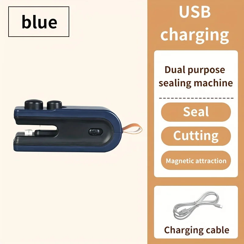 Handheld Bag Sealer Mini Heat Vacuum Food Sealer with Cutter and Magnet 2 in 1 Bag Sealer for Plastic Bags Snacks Food Storage