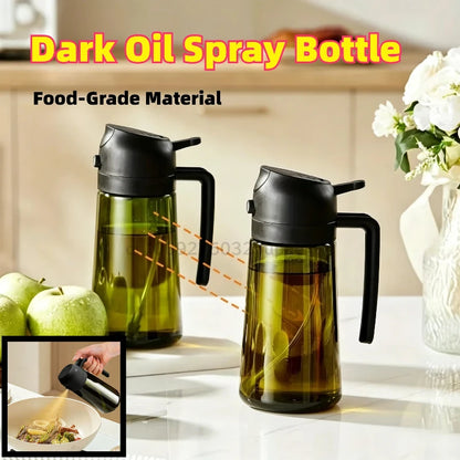 Plastic 2-in-1 Oil Dispenser & Sprayer 500ML Leakproof Olive Oil Sprayer Bottle for Cooking Spray Airfryer BBQ Camping