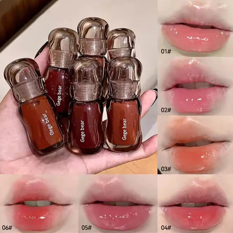 Gege Bear Crystal Lip Balm Moisturizing Lip Gloss Oil Jelly Lipgloss Long Lasting Liquid Lipstick Hydrating Tinted Lip Makeup