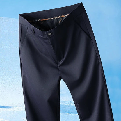 Men's Spring Summer Autumn  Pants Straight Stretch Casual No Trace No Ironing Fabric Silky Cool Feeling Trousers 29-42