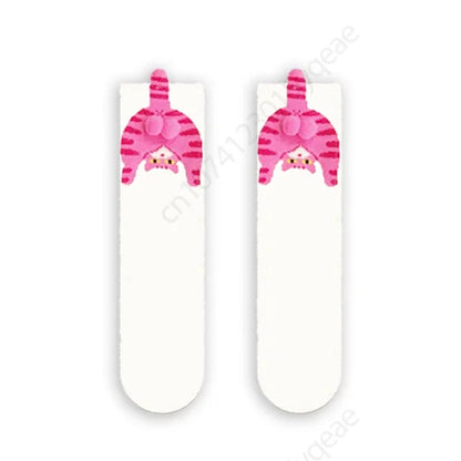 Couple Cat Egg Socks 3D Funny Mid Tube Winter Warm Matching Wear for Lovers Halloween Christmas Gift Cozy Novelty Style
