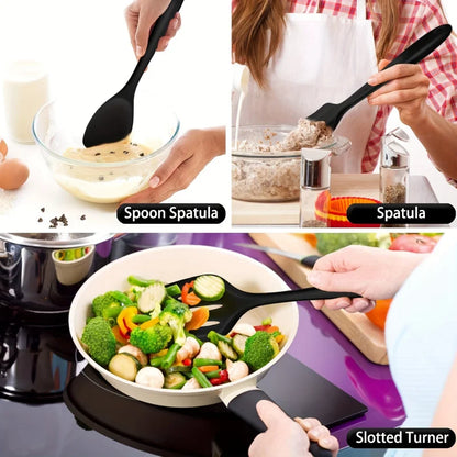 1 ‌ /7-Piece Silicone Kitchen Utensil Set - Non-Stick Spatula, Spoon, Skimmer, Pasta Clip & More for Cooking & Baking