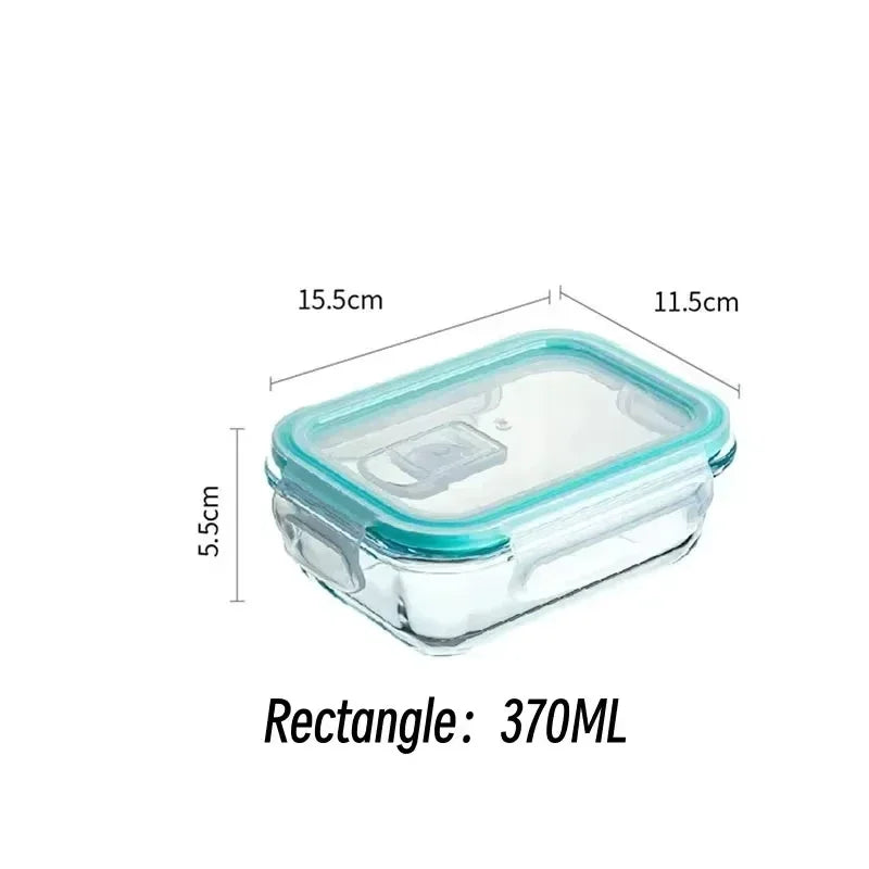 Borosilicate Glass Lunch Box Airtight Leakproof Bento Box Meal Prep Food Storage Containers with Locking Lid for Adults Office