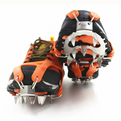 18 Studs Professional Anti Slip Ice Snow Climbing Crampons Mountaineering Hiking Camping Winter Outdoor Spike Shoes