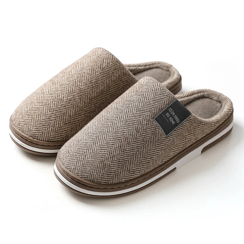 Men Slippers Winter Warm Cotton Slippers Men and Women Couples Flats Soft Non-slip Slides Home Indoor Slippers Large Size 40-51