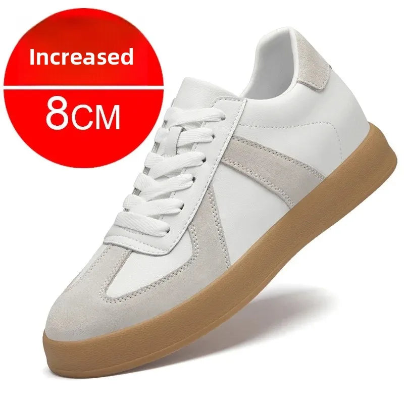 Fall Winter Invisible Heightening Men's Shoes 8cm Leisure Sports Shoes Fashionable Retro Men's Sneakers Breathable Leather