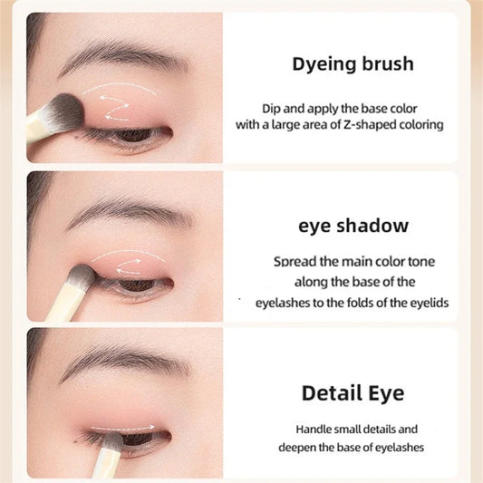 5/6/8/10pcs Natural Eye Makeup Brushes Set Detail Eyeshadow Brush Makeup Brush White Ultra Soft Eyeshadow Eyeliner Makeup Tool