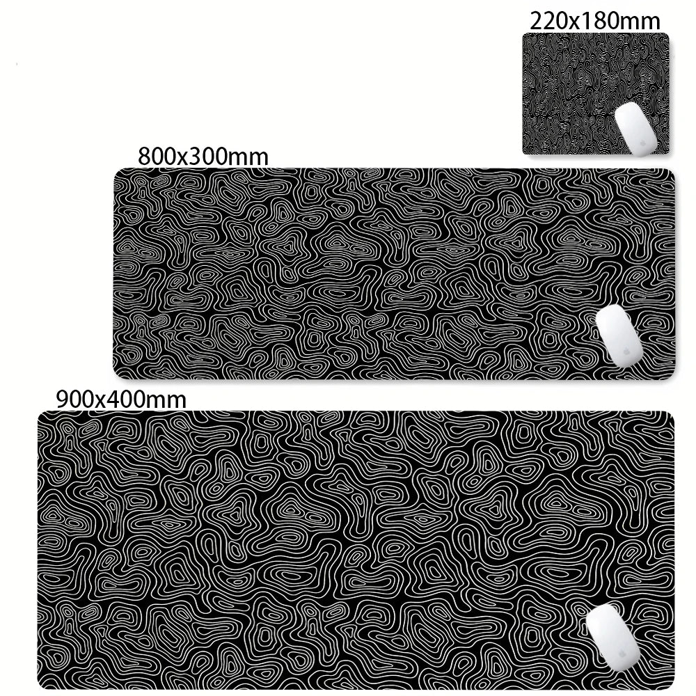 CIFBUY Large Gaming Mouse Pad Black White Strata Abstract Design Non-Slip Office Desk Mat Lock Stitched Edge for Computer Keyboa
